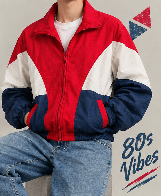 Pic-1 80s Retro Jacket Red Blue - Image 1